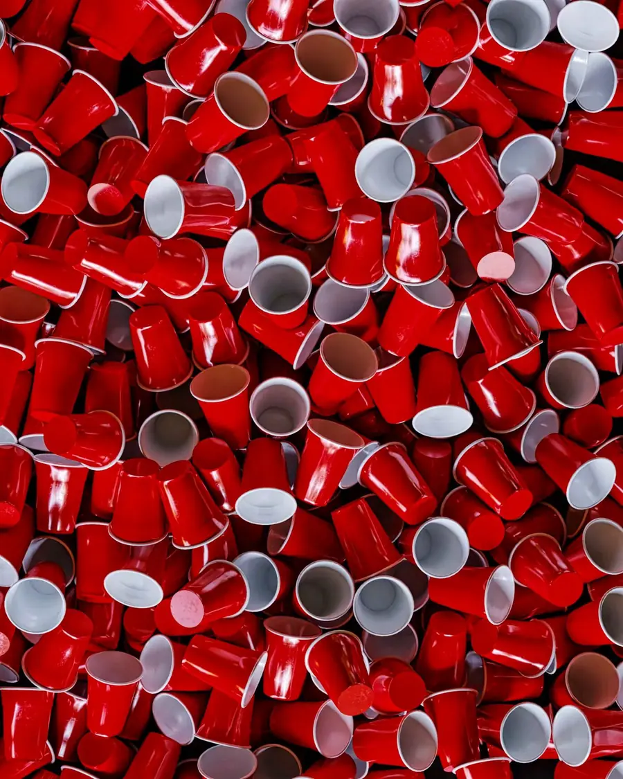 A pile of red party cups
